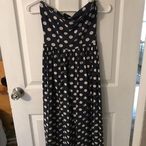 ASOS Navy White Polka Dot Strapless Sundress